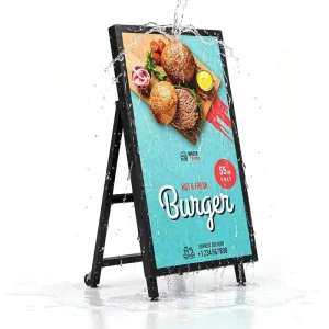 Outdoor Waterproof A Frame Digital Display With Wheels Mobile A Board Digital Signage Restaurant Street Advertising Stand Screen