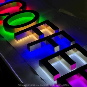 Outdoor Waterproof Brushed Gold Backlit Letter Advertising Logo Commercial Logo Customization