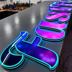 Outdoor Waterproof RGB Full Color 3D Print LED Illuminated Letters Advertising Logo Personalized App Control for Shops Weddings