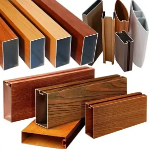 Outdoor Weatherproof Wood Grain Aluminium Rectangular Tube Custom Size Decorative Aluminum Profile