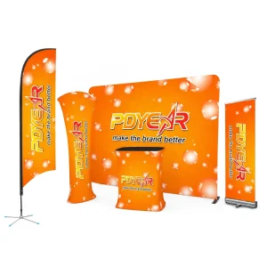 PDYEAR 10ft Custom Logo Printed Tension Fabric Backdrop Advertising Event Stretch Pop Up Wall Trade Show Display Banner Stands