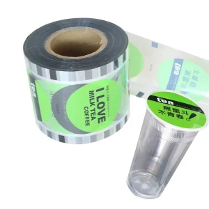 PET BOPP PE Stretching Film Custom Cold Beverage Plastic Film Bubble Tea Cup Sealing Roll Film for 90mm 95 Mm Paper Plastic Cup