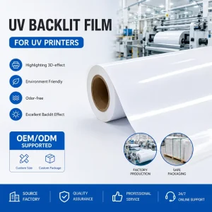 PET Eco solvent Solvent Front Printing Film White Matte Surface UV Backlit Film for Epson Canon OKI Printer Solvent Backlit Film