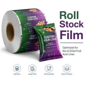 PET VMPET PE Food Grade Soft Glossy Printed Roll Film for Nut Dried Fruit Snack Packaging Auto Line High Barrier Rollstock