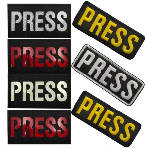 PRESS PRESS Embroidery Colors Black Yellow Fabric Patch Laser Reflective Glow Clothing Label Letter PRESS Patch Funny Patch Sew