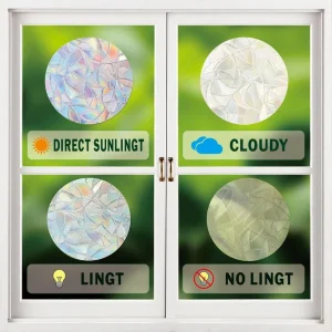 PVC Static Cling Rainbow Window Film Prism Effect Sun Catcher Sticker Removable No Residue Anti Collision Bird Glass Decoration