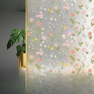PVC Static Cling Window Film Floral Privacy Sticker Decorative Frosted Home Office Door Decoration Glass Window Decal