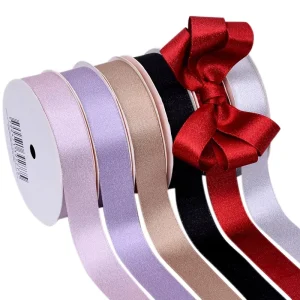 Package Silver Purl Satin Ribbon Custom Printed With Logo Personalised Rolls 22MM