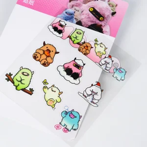 Packaging Transparent Cartoon Stickers Sheet Clear Vinyl Custom Logo Printing Waterproof Self Adhesive Labels for Branding