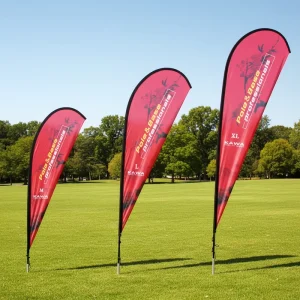 Packed Portable Durable 12 Feet Complete Swooper Flag Pole Kit UV Printed Polyester Beach Flags for Business Advertising