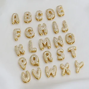 Pave Crystal Alphabet Number Charms Metal Letter Beads Diy Pendant for Necklace Bracelet Accessories
