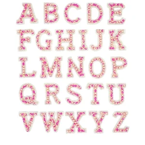 Pearl Diamond Rhinestone 26 English Alphabet Letter Beaded Stone Crystal Iron on for DIY Wedding