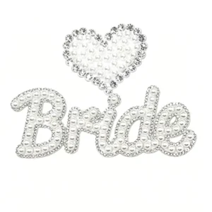 Pearl Heart shaped Letters Bronzing Rhinestone Decals DIY Crystal diamond Decorative Patches for Clothes Bags Hats