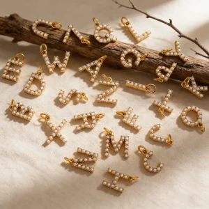 Pearl Letter Charms A Z 18K PVD Gold Plated Stainless Steel Alphabet Initial Pendant Waterproof & Tarnish Free Jewelry Making