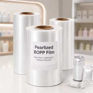 Pearlized BOPP Film White Pearl Shimmer Finish 20mic for Cosmetic Gift Box Packaging Elegant Inner Tray OEM