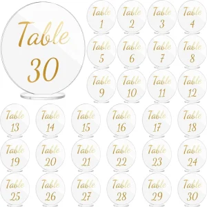 Personalised Acrylic DIY Arch Shaped Clear Wedding Table Number Sign Printed Glitter Table Number With Stand