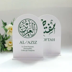 Personalized Arch Acrylic Table Sign Custom Text Decorative Freestanding Table Stand with Green UV Printing for Wedding Party