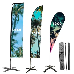 Personalized Bandera Digital Printing Publicitaria Pennant Feather Flag Automatic Raise Adjustable Folding Flying Advertising