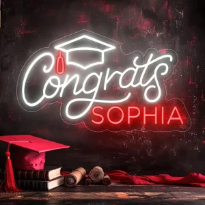 Personalized Congrats Grad LED Neon Sign Acrylic Eco Friendly High Brightness Neon Light Wall Decor Indoor Party Graduation