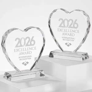 Personalized Custom Heart Crystal Trophy Engraved Glass Heart Award for Valentine Day Birthday Thanksgiving Appreciation Gifts