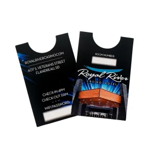Personalized Custom Logo Dark Printed Die Cut Vertical Sleeve Hotel Room Card Key Holder for Hotels Resorts Apartments