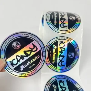 Personalized Custom Printing Rainbow Color Hologram Sticker Self-Adhesive Roll Shiny Holographic Label Stickers with Logo