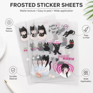 Personalized Custom Sand Glitter Decorative Stickers Manufacturer Transparent Frosted Glitter Sticker Sheets