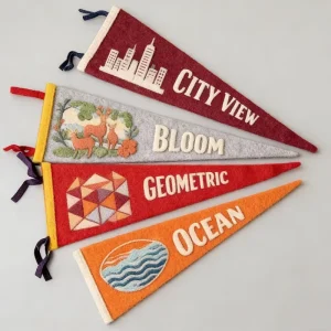 Personalized Customizable Full Color Waterproof Polyester Felt Pennant Flag Bulk Order Custom Size Logo Commercial