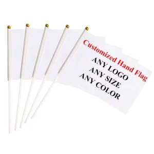 Personalized Design Logo Small Mini Stick Flag Double Side Polyester Custom Hand Held Waving Flag With Plastic Pole Flag for Car