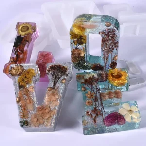 Personalized Dried Flowers Resin Letter Epoxy Crafts Warm Color Lights Home Decor
