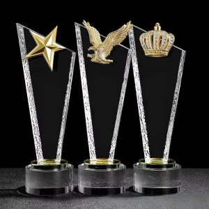 Personalized Jade Clear Crystal Glass Trophy Award Facetted Ice Peak for Engrave Trophi Award