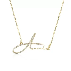Personalized Jewelry Custom Stainless Steel Shine Crystal Zircon Letter Custom Name Necklaces for Women Men