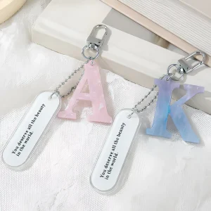 Personalized Name UV Printed Acrylic Keychain Custom Letter Charm Double Sided Korean Style Clear Souvenir Gift For Event