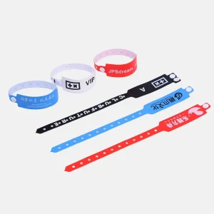 Personalized PVC Admission Wristband for Party Custom Promotional Event Wrist Band with Logo Barcode Waterproof Snap Bracelet