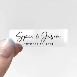 Personalized PVC Transparent Stickers Wedding Favor Labels Custom Bridal Shower Gift Clear Wrapping Labels Gold Foil