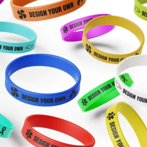 Personalized Printed Rubber Wristbands Custom Logo Symbols Silicone Bands for Charity Fundraising Events