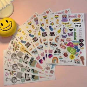 Personalized Self Adhesive Waterproof Cartoon Clean Stickers Bag Custom Printing Vinyl Stickers Sheet for Kids
