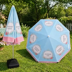Personalized Sun Umbrella Large Canopy Windproof Marketing Parasol for Street Markets Outdoor Sampling Campaigns