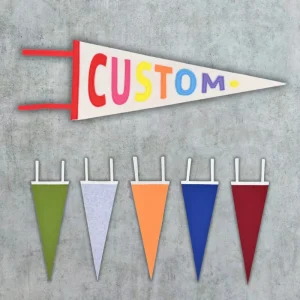 Personalized Triangle Hanging Banner High Quality Custom Logo Felt Pennant Flag for Party School Home Wall Decoration