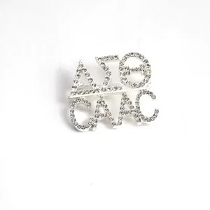 Personalized Women’s Initial Letter Word Brooches Custom Crystal Rhinestone Name Pin for Gifts Parties Weddings Alloy