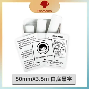 Phomemo T02 Mini Printer Paper 53mmx3.5m Compatible with Mini Pocket Printer Journal Photo Notes Receipt