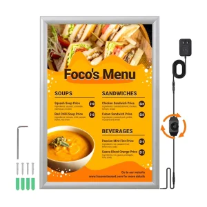 Photo Frame Catering Ordering Sign Poster Frame Front Opening Aluminum Alloy LED Light Box