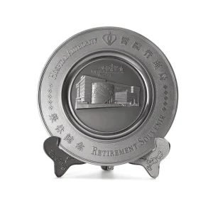 Plaques Awards Custom Embossed Zinc Alloy Matte Silver 3D Logo Engraving Commemorative Plate Souvenir Metal Plate