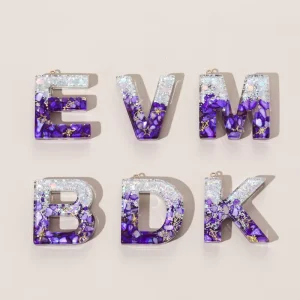Plastic Resin Epoxy English Letters Pendant Keychain Semi-finished DIY Jewelry Hanging Decoration