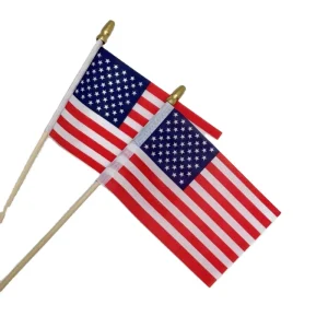 Plastic Stick Flagpole US Flags Printing Polyester Waving Small 6×9 All Country Held Wooden Flags Soccer Mini Hand Flag