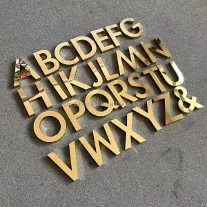 Polished Gold 3D Stainless Steel Custom Business Logo Letters Indoor Outdoor Advertising Wall Decor for Companies