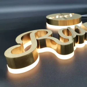 Polished Stainless Steel Signage 3D LED Lights Large Backlit Channel Letter for Wall Edge Lit Letters LED Sign