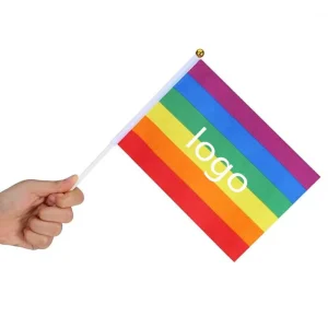 Polyester 14*21cm Aromantic Asexual Aroace Gay Pride Flag Handheld Stick Flags with Plastic Pole Promotional Advertising