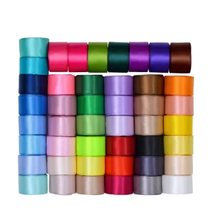 Polyester Custom Double Side Satin Ribbon 196 Colors 2-100MM Logo Printed Rolls