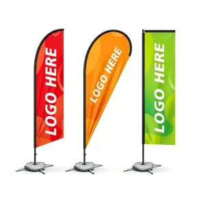 Polyester Digital Printed Single Double Sided Feather Banners Promotional Advertising Teardrop Beach Flags Exhibition